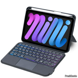 �y���������ziPad mini7(A17 Pro)/mini6�ɓK�p�L�[�{�[�h�t���P�[�X 8.3�C���`��p �����x�^�b�`�p�b�h�t�� 7�F�o�b�N���C�g ���C�����X Bluetooth �L�[�{�[�h�J�o�[ Apple pencil���[�\ Type-C�ڑ��}���[