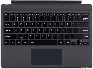 �y���������zSurface Pro �̐��� 7+ �̂��߂̃^�C�v �J�o�[ 7 6 5 4 3 �^�b�`�p�b�h�̃^�u���b�g�̃L�[�{�[�h�A7 �F�̃o�b�N���C�g���t���Ă���g�їp�ׂ������L�[�{�[�h (�O���[ �o�b�N���C�g��
