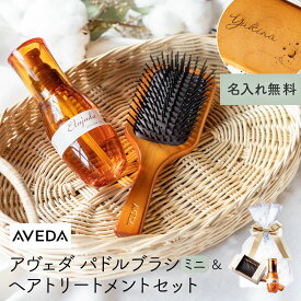 名入れ AVEDAパドルブラシ ミニ ＆ ミルボンセット ヘアケア ギフトセット ブラシ パドルブラシ ミルボン AVEDA アヴェダ ヘアオイル 誕生日 プレゼント 旅行 持ち運び ミニサイズ 名前入り 名前刻印 おしゃれ