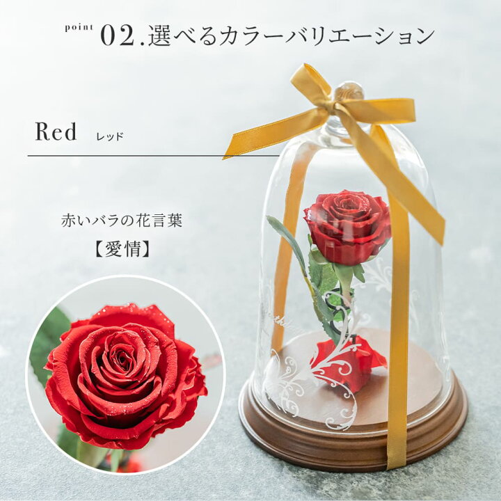 楽天市場】名入れ 一輪薔薇 プリザーブドフラワー ベル型 ガラスドーム 
