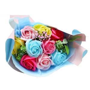 ソープフラワー シャボンブーケ せっけん 花束 お花 ミニブーケ 薔薇 お見舞い 開店祝い 結婚記念日 誕生日 結婚祝い 定年 卒業 発表会 フラワーギフト 造花 入学 卒業 妻 母 彼女 9輪 枯れな