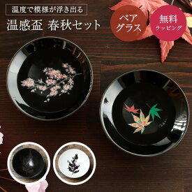 平盃セット 丸モ高木陶器 温感 桜・紅葉 春秋セット 平盃ペアセット温感盃 酒器 日本酒 乾杯 熱燗 ペアセット お祝い ラッピング メッセージカード ギフト ペアギフト プレゼント ザワウ 酒 お中元