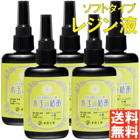 手芸工房 レジン液 ソフトタイプ 大容量 日本製 透明 1液性 UV-LED対応 100g×5本 レジン ソフト 水玉の結晶 匂わない 低刺激 uvレジン液 uvレジン ソフトレジン 500g