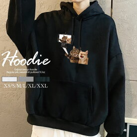 パーカー レディース メンズ スウェット パーカー プルオーバー hoodie 長袖 フード付き ペア カップル S M L XL XXL おそろ 大人かわいい おしゃれ おもしろ ネコ 猫 シャッターチャンス 猫ちゃん