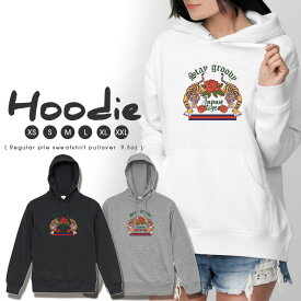 パーカー レディース メンズ スウェット パーカー プルオーバー hoodie 長袖 フード付き ペア カップル S M L XL XXL おそろ 大人かわいい おしゃれ トラ 虎 バラ 日本 ジャパン ロゴ 刺繍風イラスト 90年代 レトロ