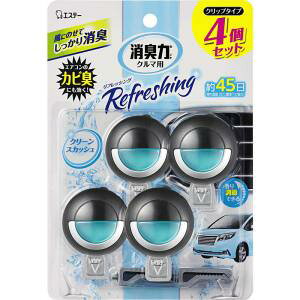 【3個セット】エステー クルマ消臭力 クリップタイプ 4個セット クリーンスカッシュ 3.2ml×4個入 ×3個セット 【正規品】【mor】【ご注文後発送までに2週間以上頂戴する場合がございます】