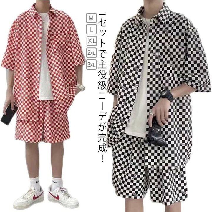 楽天市場】柄シャツ セットアップ メンズ 半袖 シャツ ショートパンツ 