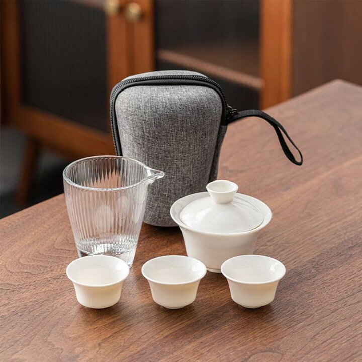 楽天市場】耐熱ガラス陶器 陶器茶器セット 旅行 ティーセット 携帯用 