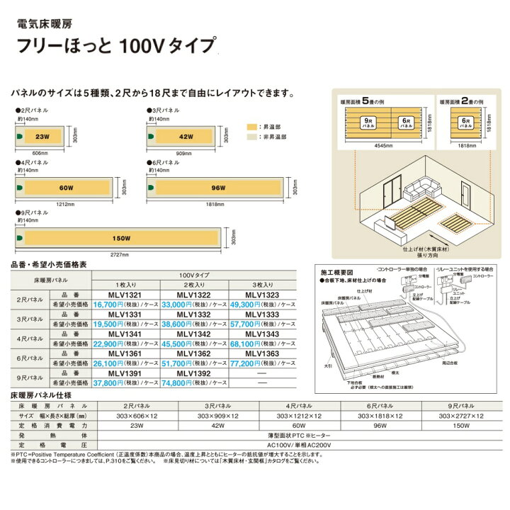 楽天市場】パナソニック 床暖房フリーほっと 100Vタイプ(4尺パネル・3 