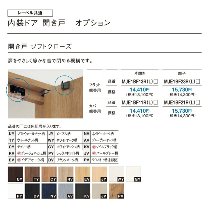 楽天市場】パナソニック ベリティス 内装ドア部材開き戸ソフトクローズ 