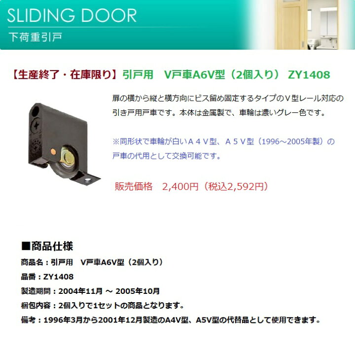 楽天市場 Woodone ウッドワン ドア部材 引き戸用戸車v戸車a6v型 2個入り Zy1408 生産終了品 在庫限り 建材と住設のshop Sz 楽天市場店