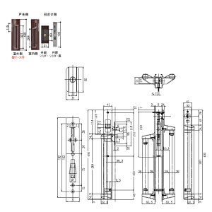 YKK-AP 玄関引戸部材召合せ錠 内外バーハンドル戸先召合せ内外締り錠左勝手用【HHJ-0883】