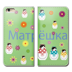 AQUOS sense3 SH-02M スマホ ケース 手帳型 ベルトなし マトリョーシカ こけし 人形 スマホ カバー マトリョーシカ eb07101_05