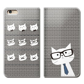 iPhone6 Plus（5.5） iPhone6Plus ケース 手帳型 ベルトなし 猫 ネコ ねこ メガネ ネクタイ スマホ カバー ねこ12 eb22202_05