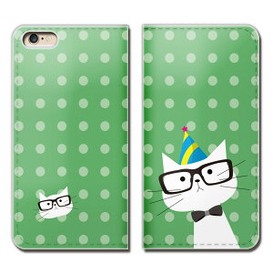 HUAWEI P20 lite P20lite ケース 手帳型 ベルトなし 猫 ドット ネコ メガネ 蝶ネクタイ スマホ カバー ねこ12 eb22203_04