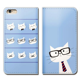 iPhone XS マックス iPhoneXSMax ケース 手帳型 ベルトなし 猫 ドット ネコ メガネ ネクタイ スマホ カバー ねこ14 eb22801_05