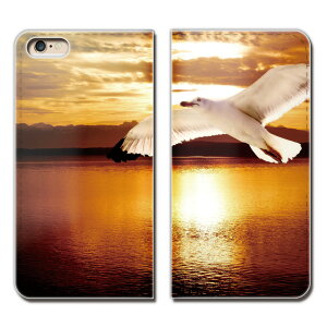 BASIO4 KYV47 スマホ ケース 手帳型 ベルトなし PHOTO 夕焼け カモメ 海 鳥 スマホ カバー ポスター03 eb18102_01