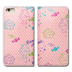iPhone8 Plus 5.5 iPhone8Plus ケース 手帳型 ベルトなし ガールズ スイーツ ドット お菓子 スマホ カバー girls01 eb18202_02