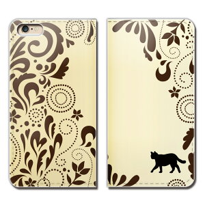 AQUOS R2 SHV42 ケース 手帳型 ベルトなし 猫 黒ネコ シルエット ねこ POP スマホ カバー 黒猫 eb25401_01