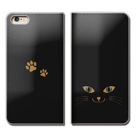 iPhone6 Plus（5.5） iPhone6Plus ケース 手帳型 ベルトなし ねこ 猫 ネコ 黒 目 肉球 足跡 スマホ カバー ネコイラスト eb28404_03