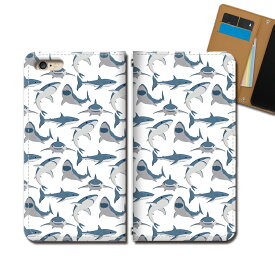 Galaxy Feel SC-04J スマホケース 手帳型 ベルトなし サメ 鮫 いっぱい スマホ カバー 海の生き物 バンドなし マグネット 手帳 携帯ケース eb36003_04 ギャラクシー ぎゃらくしー フィール