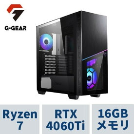ゲーミングPC デスクトップ G-GEAR GM7A-F241BN/A/CP1( Ryzen 7 5700X / 16GBメモリ / GeForceRTX4060Ti 8GB / 1TB SSD(NVMe Gen4) / Windows11HOME )