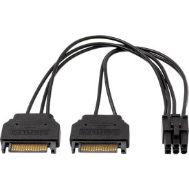 PCI Express6ピン用電源変換ケーブル 15cm ブラック　PX-016-BK