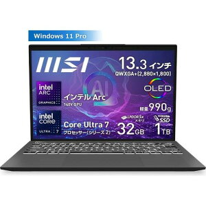 m[gPC Prestige-13-AI+Evo-A2VMG-4889JP [13.3^ /Core Ultra 7 258V /RAM:32GB /SSD:1TB /QWXGA+ /Windows 11 Pro /XeOC]