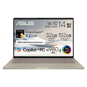 oCm[g Zenbook SORA UX3407RA-HA32570BES 14^/Snapdragon X Elite X1E-78-100/32GB/SSD:512GB/WUXGA L@EL/Win11/Office/UuXL[x[W]