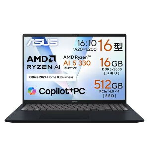 �m�[�gPC Vivobook 16 M1607KA-AI5YAWS [16�^ /Ryzen AI 5 330 /RAM:16GB /SSD:512GB /Windows 11 Home /MS Office H&B(�I�v�V����) /�N���C�G�b�g�u���[]