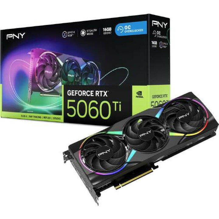 楽天市場】PNY GeForce RTX 5060 Ti 16GB ARGB Overclocked TripleFan 