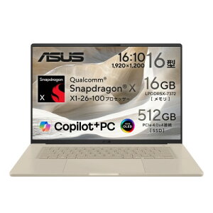 �m�[�gPC Zenbook SORA 16 UX3607QA-PU16570BE [16�^ /Snapdragon X /RAM:16GB /SSD:512GB /Windows 11 Home /�U�u���X�L�[�x�[�W��]