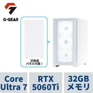 �Q�[�~���OPC G-GEAR White GL7J-G260B/R/CP1 CoreUltra7 /RTX5060Ti(16GB��) /32GB������ /1TB SSD /WiFi7+BT�Ή��A����d�l