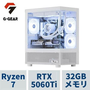 �Q�[�~���OPC G-GEAR White GP7A-E260B/A/CP1 Ryzen7 /RTX5060Ti(16GB��) /32GB������ /1TB SSD /WiFi+BT�Ή��A����d�l