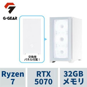 �Q�[�~���OPC G-GEAR White GL7A-K260B/R/CP2 Ryzen7 7800X3D /RTX5070 /32GB������ /1TB SSD /WiFi7+Bluetooth�Ή� /�K���X�T�C�h�p�l��+����d�l