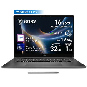�m�[�gPC Prestige-16-Flip-AI+C3MTG-2610JP [16�^ /Core Ultra 9 386H /RAM:32GB /SSD:1TB /Windows 11 Pro /�v���`�i�O���C]