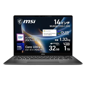 �m�[�gPC Prestige-14-AI+D3MG-2619JP [14�^ /Core Ultra 7 355 /RAM:32GB /SSD:1TB /Windows 11 Home /Office OP�t /�v���`�i�O���C]