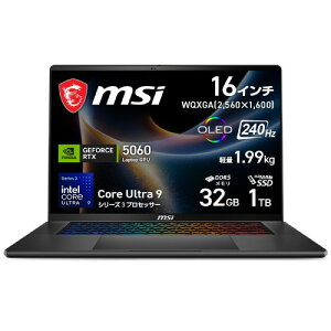 �Q�[�~���O�m�[�g Stealth-16-AI+B3WF-2679JP [16�^ /Core Ultra 9 386H /RTX5060 /RAM:32GB /SSD:1TB /Windows 11 Home /�`���R�[���u���b�N]