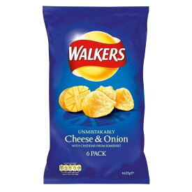 Walkers Crisps - Cheese & Onion (25gx 6bags) ウォーカーズ ポテトチップス チーズ＆オニオン味 25g x 6袋 イギリス スナック菓子 (賞味期限: 製造日より12週間)
