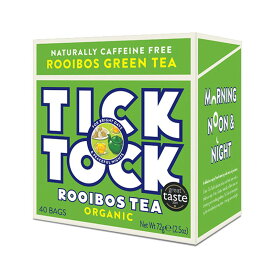 Tick Tock Organic Green Rooibos Tea Bags (40 per pack) オーガニック ルイボスティー グリーン カフェインレス 40バッグ【英国直送品】