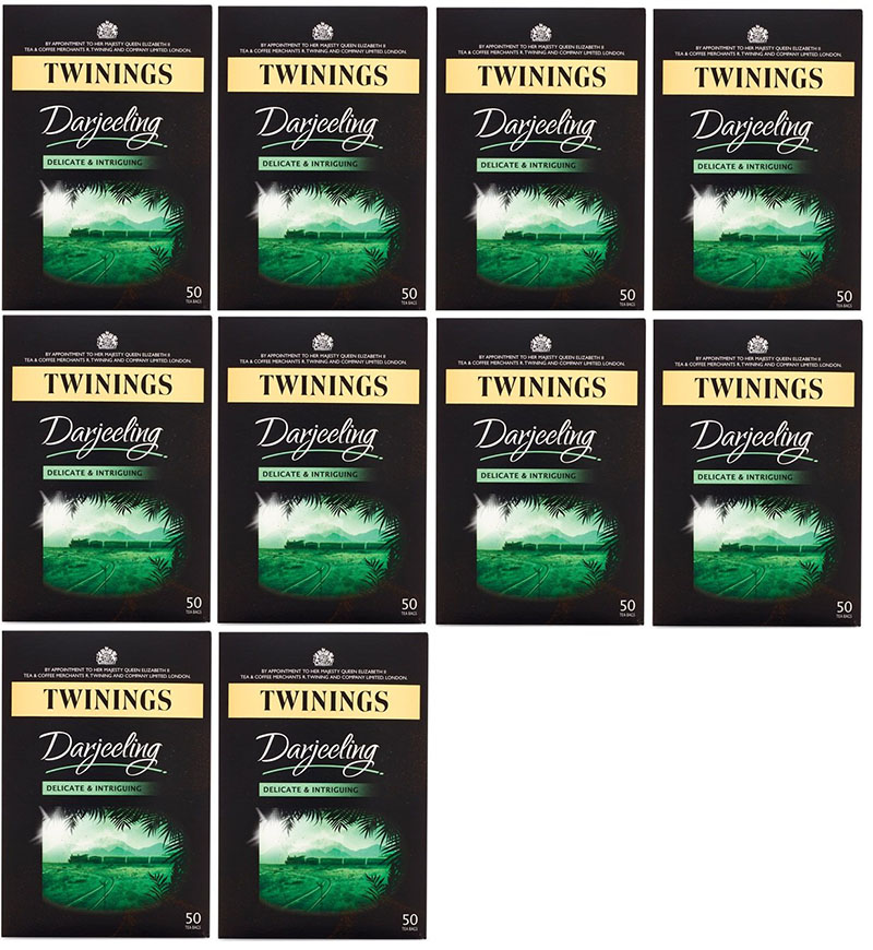 英国より直送 Twinings Darjeeling Tea 10 boxesトワイニング イギリスブレンド品 茶葉125g相当 黒紙箱入 ティーバック 英国国内専用品 ダージリン 本店 50p入り x 男女兼用