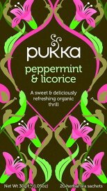 Pukka Herbs Organic Peppermint & Licorice Tea 20 Sache パッカ ハーブティー ミント リコリス