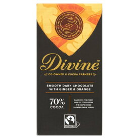 Divine 70% Dark Chocolate with Ginger & Orange 90g ディバイン 70%ダークチョコレート ジンジャー＆オレンジ 90g