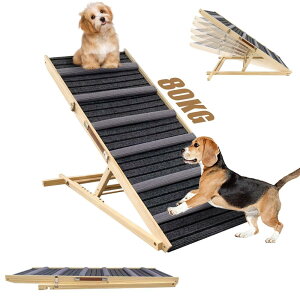 【送料無料】ペットスロープ ペットステップ MR.PAW ペット用 坂状 折り畳み 高さ調節可能 段差がない 安定 滑り止め 木製 ステップ 6段調節 耐荷重80KGまで 省スペース 持ち運びやすい 組立簡