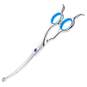 【送料無料】Dosi 7インチ カーブシザー トリミングシザー 下向き&上向き兼用 丸い先端 曲がった刃 高級鍛造仕上 ペットハサミ 犬 猫 トリミング ペット用シザー 鋏 (革ケース付き)