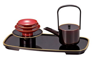 【送料無料】山中塗 溜塗 小判 屠蘇器 溜渕金塗 3861