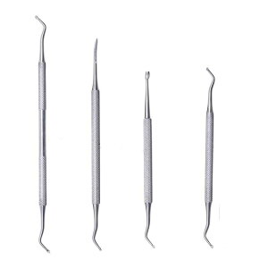 【送料無料】爪垢取り ステンレス製 爪リフター 爪やすり ゾンデ 甘皮処理 巻き爪 厚い爪 足 爪ケア フットケア ネイルケア 4点セット