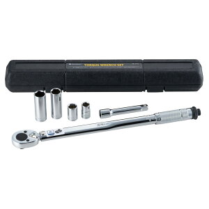 角利(KAKURI) トルクレンチセット 収納ケース付 トルク範囲28-210N.m ソケット14/17/19/21mm エクステンションバー125mm 差込角12.7mm ツール 工具 タイヤ交換 車 バイク 自転車 ラチェット式 マルチクラ