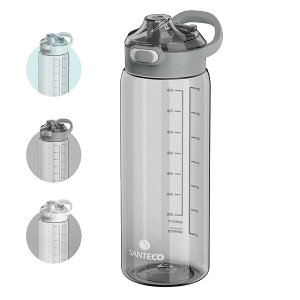 �y���������zSANTECO ���� 1000ML ������ �{�g�� 1���b�g�� �č�Tritan BPA�t���[ ���y�� �g�ѕ֗� ������� �􂢂₷�� �L�����[�n���h���t�� ������� �X�|�[�c (���C�g�O���[)