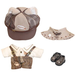 【送料無料】niannyyhouse 10cm 15cm 20cm ぬいぐるみ 服 帽子 ワイシャツ 吊りズボン ショール ベスト 革靴 ヴィンテージ探偵スーツ 綿人形 着せ替え アクセサリー (10cm)